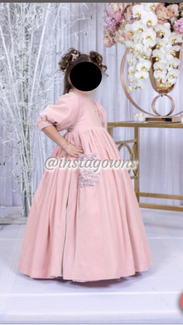 Custom made soft pink velvet Gowns for sale