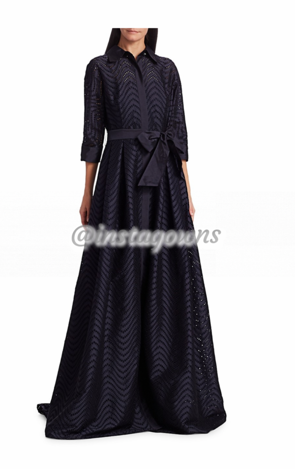 Navy Taffeta Shirtdress Gown for sale