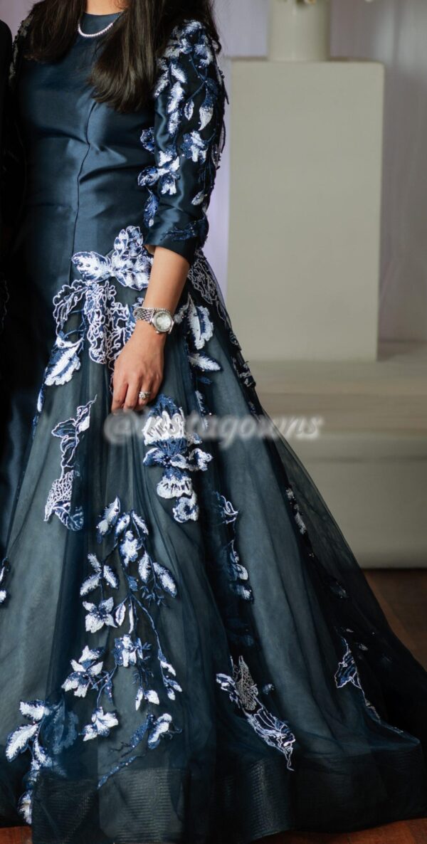 Magnificent Bridal Direct Navy and White Gown for sale or rent