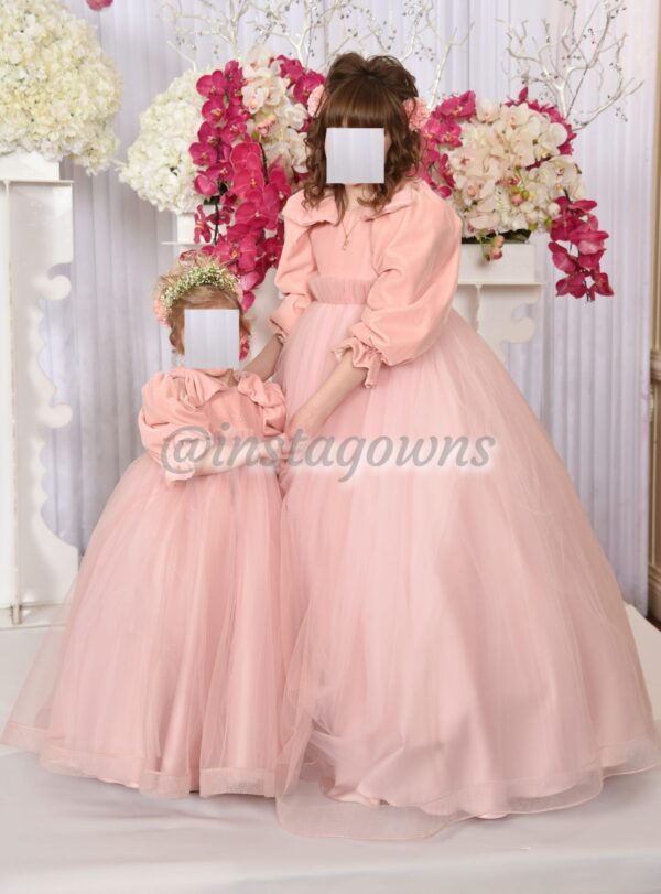 Two adorable pink velvet and tulle Gowns for sale