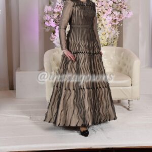 Magnificent designer black/champagne Gown for sale