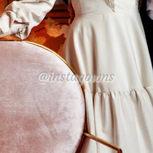 Ivory suede with beaded top and back Gown for sale
