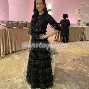 Exquisite black and gold Gown for sale