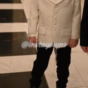 BJK Boys Elegant Cream Jacket with Knit Bow-Tie Top for sale