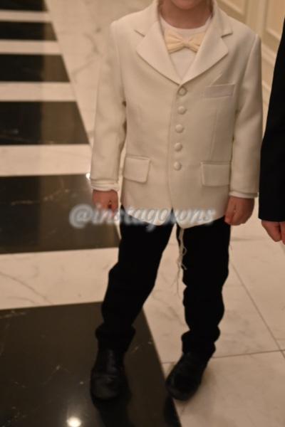 BJK Boys Elegant Cream Jacket with Knit Bow-Tie Top for sale