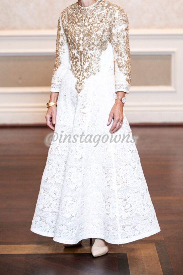 Esti's White & Gold Magnificent Young Mother of the Bride Gown for Sale