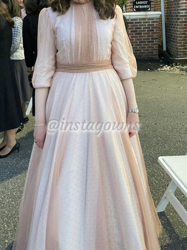 Elegant Blush & Gold Gown for sale