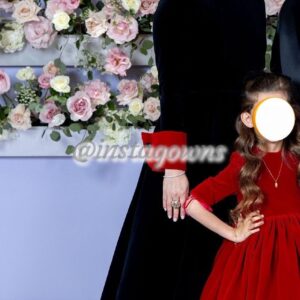 Magnificent custom made back and maroon velvet Gown for sale