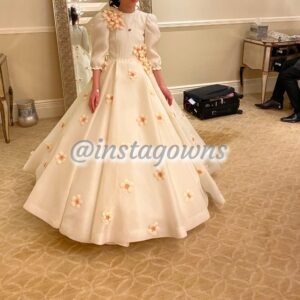 Custom Cream Gazar silk Gown for Sale