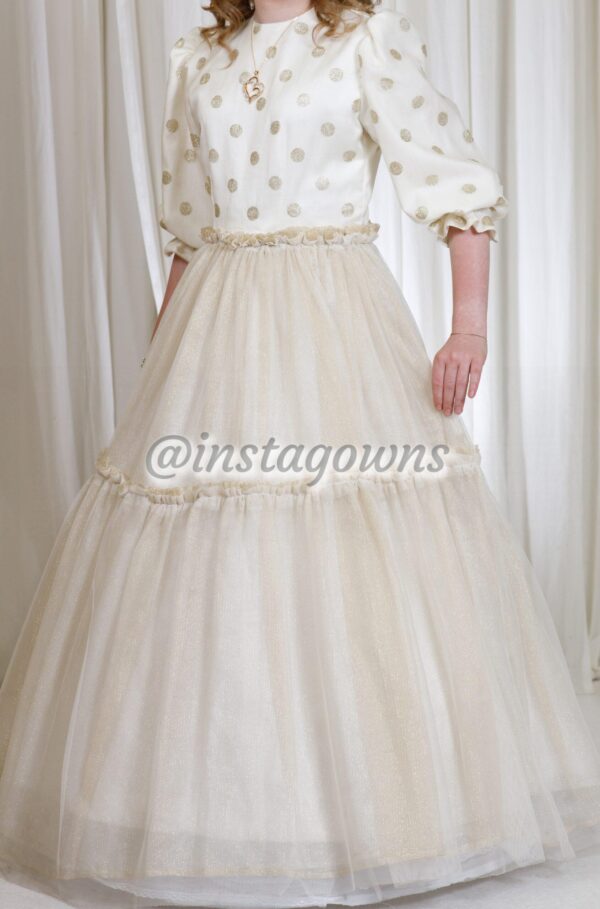 Exclusive gold and off white beautiful custom teens gown for Sale