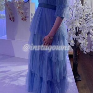 Magnificent custom made light blue maternity Gown for sale
