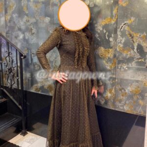 Fushia Black and Gold Gown for sale