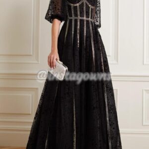 Costarellos beautiful Black beaded Gown for sale