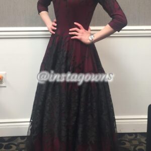 Exquisite Black & Burgundy Gown for Sale