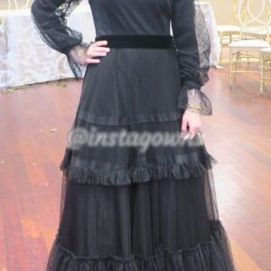 Stunning Black Tulle Tiered Gown for Sale