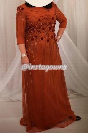 Beautiful cinnamon Raquel gown for Sale