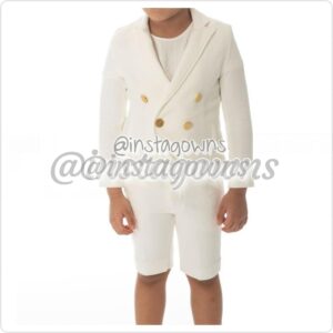 Boys Petit Clair Double Breasted White Blazer with Optional Matching Shorts for Sale