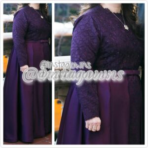 Custom made Eggplant/Purple Lace sheath with overlay Mother of Bride Gown for Sale