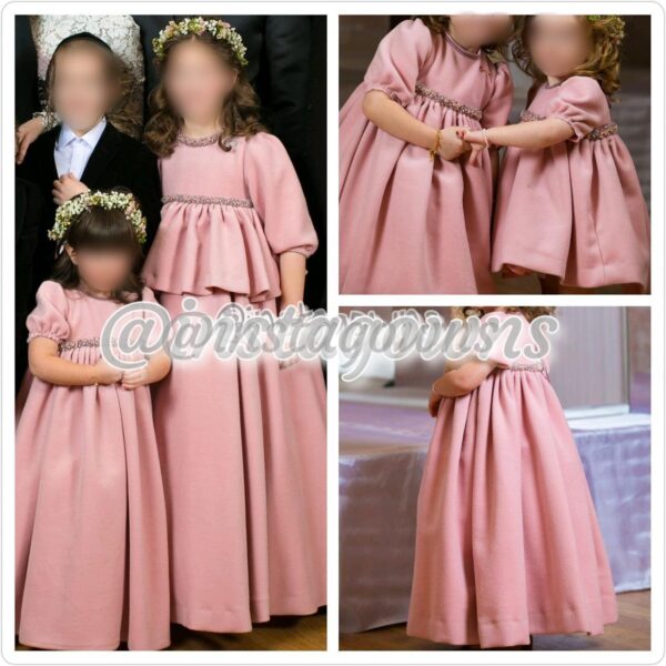 Designer inspired Blush/Mauve Mohair with Pink Pearl Embellishment Velvet Neckline Gowns for Sale