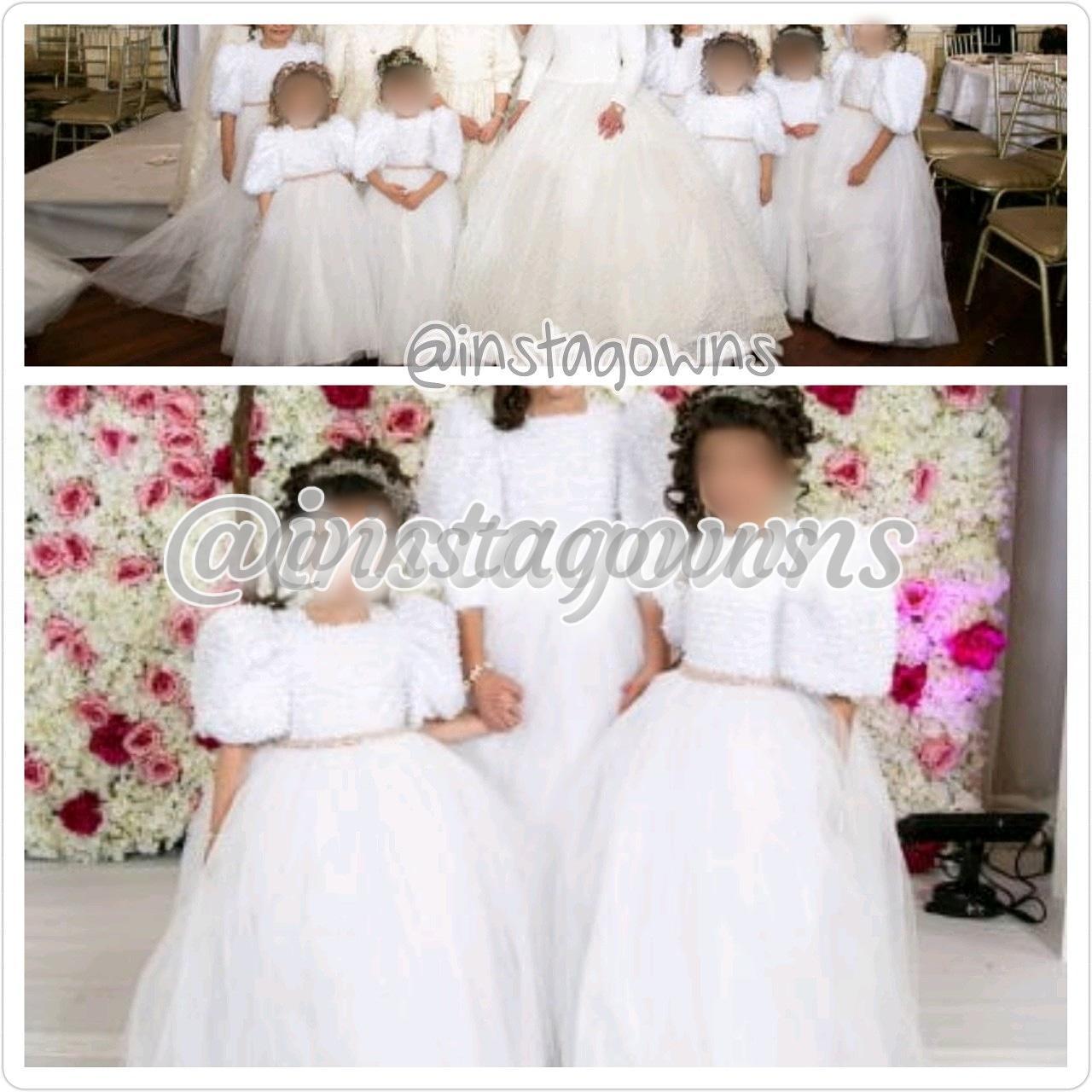 Eight Little Girls White Custom made Gowns for Sale