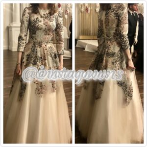 Magnificent Winter & Summer Pattern Stunning Colors Silver Sequin, Cream with Peach Gown for Sale