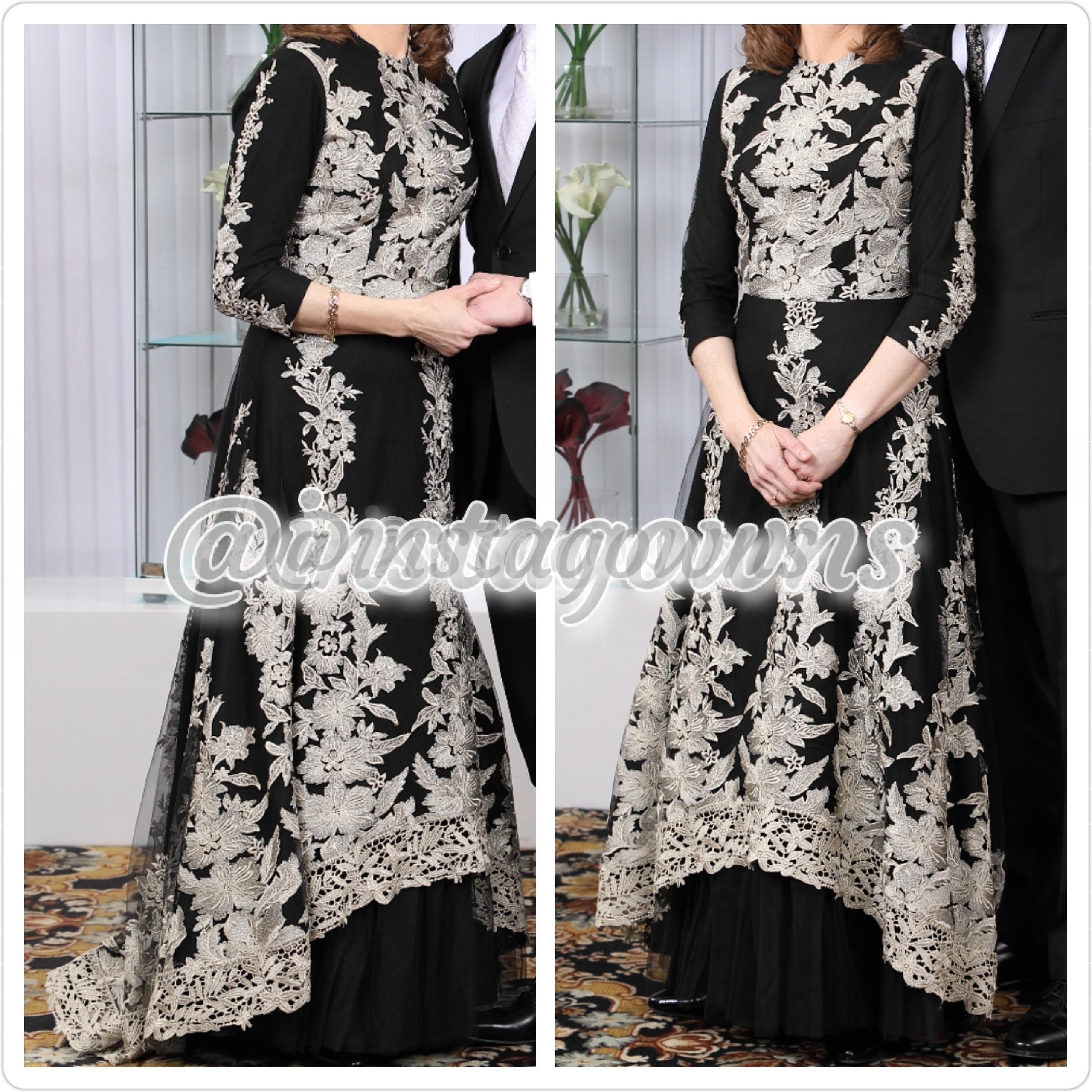 Black & Gold with Liftable Train Gown for Sale