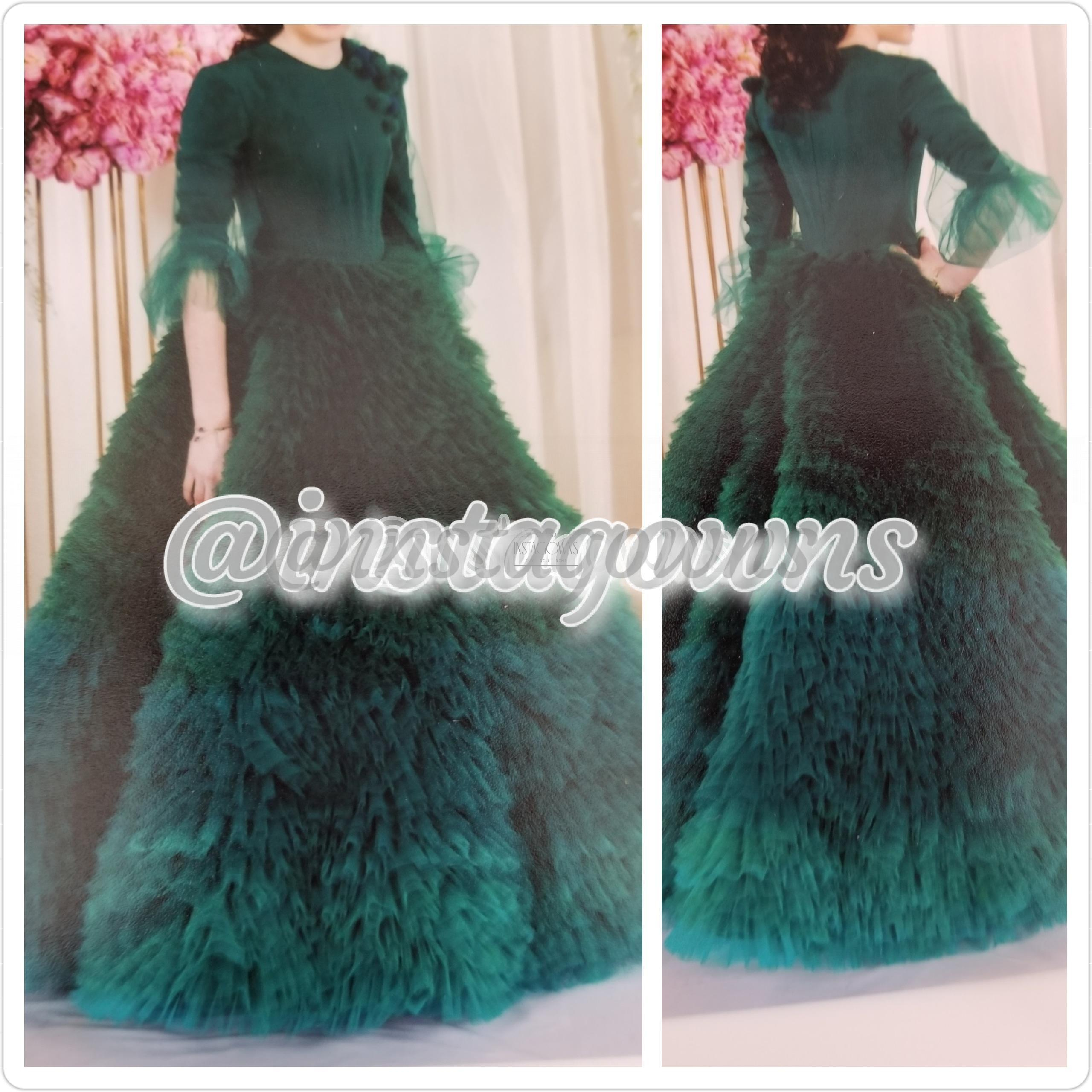 Gorgeous All Tulle Green & Blue Mix Gown for Sale