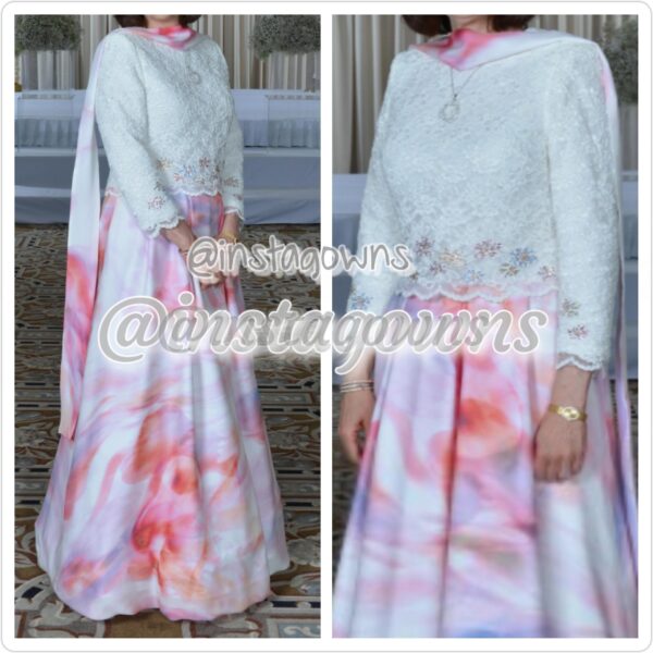 Finds & Co Elegant White Lace & Floral Silk Dream Mother of Bride/Groom Gown for Sale
