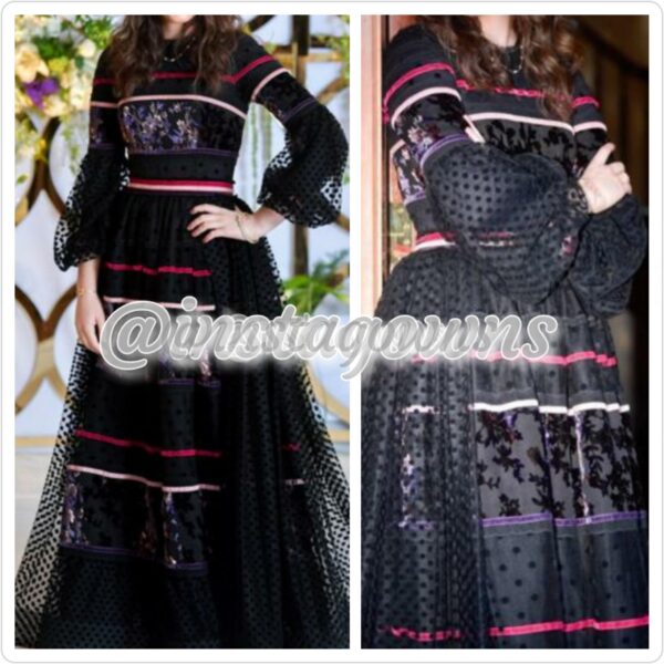 Designers Black, Pink & Purple Gown for Rent