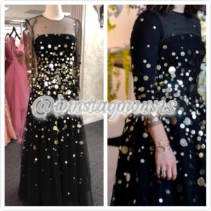 Monique Lhulier Designer Black & Gold Gown for Rent or Sale