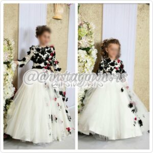 Two White, Black & Red Girls Gown for Sale