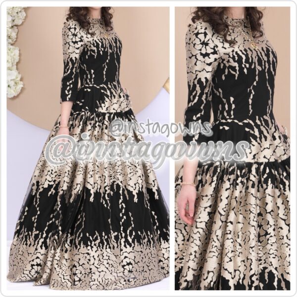 Beautiful Black & Gold Exquisite Gown for Sale