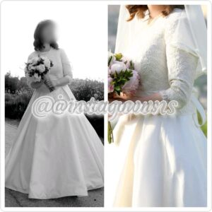 Breathtaking Custom Couture Beautiful Bespoke Cadena Raw Silk & Re-embroidered Lace Ivory Bridal Wedding Gown for Sale