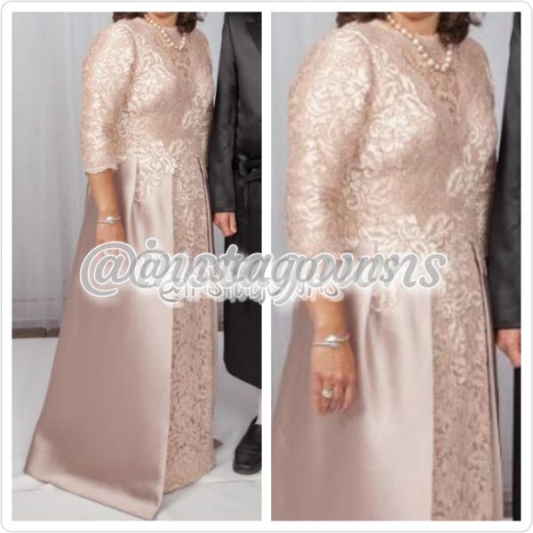 Teri John Magnificent Silk & Lace Mauve Gown for Sale
