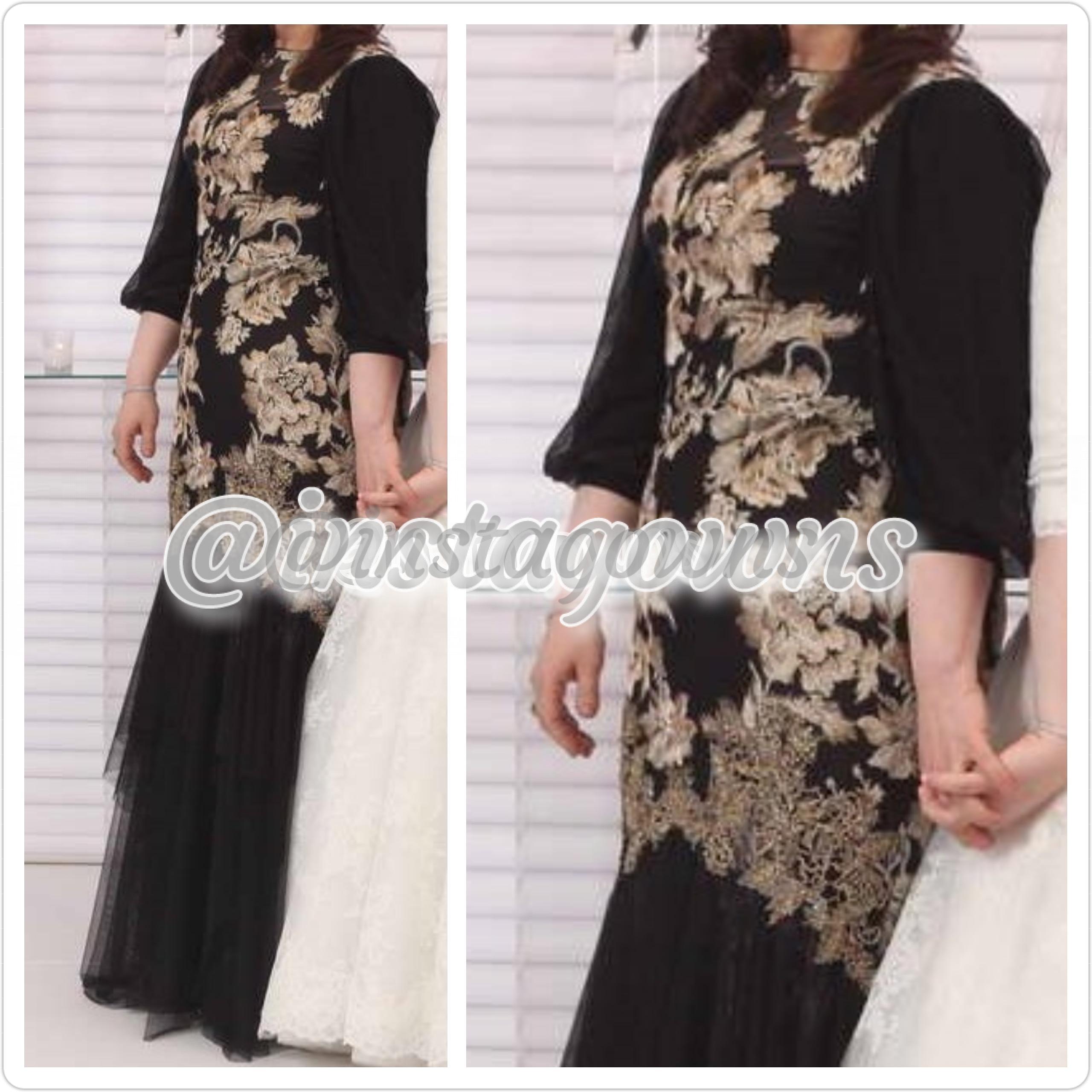 Beautiful Mother of Bride Black with Gold Embroidery Gown for Sale ...