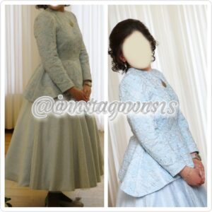 Light Blue Lace Cocktail Length Gown for Sale