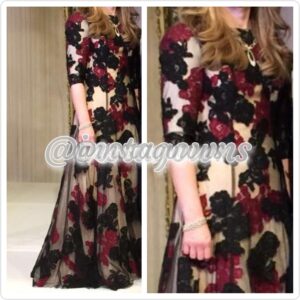 Miri's Black n Deep Red Floral Gown for Sale