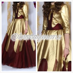 Custom made Raspberry & Gold Gown for Sale