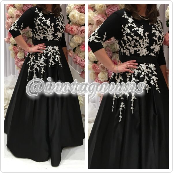 Custom Gorgeous Black & White with Applique Gown for Sale