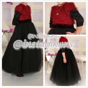 Custom made Black & Maroon Girls Gown for Sale