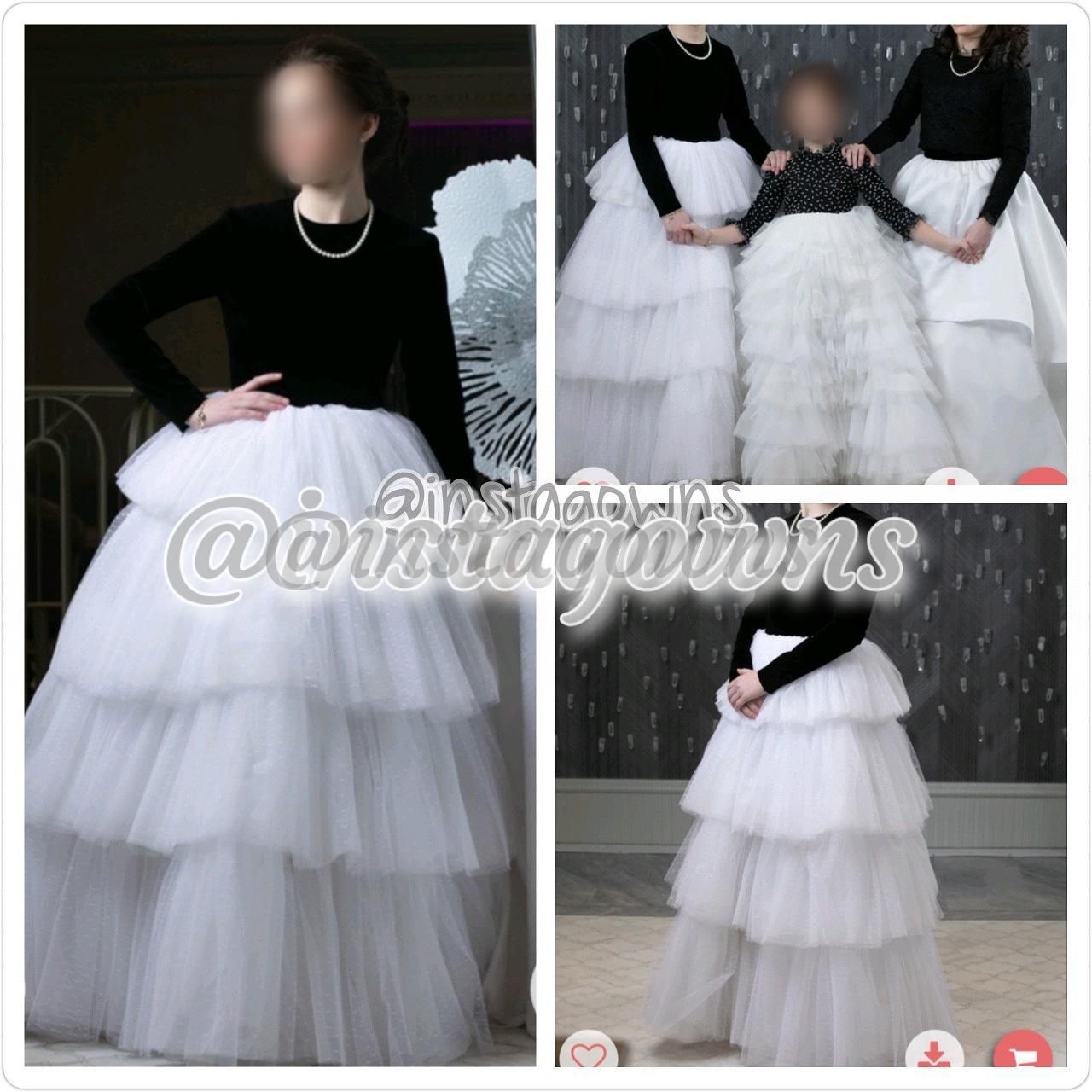 Custom made Gorgeous Black Velvet Top with White French Point de Esprit Bottom Gown for Sale