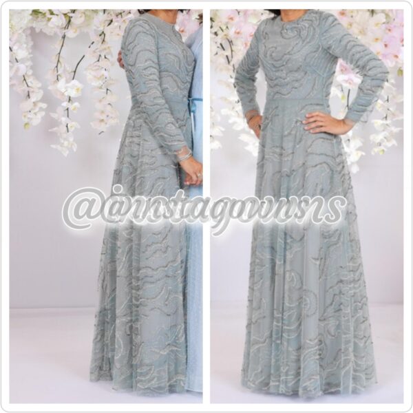 Beautiful Valentino Beaded Light Blue/Gray Mother of Bride Gown for Sale
