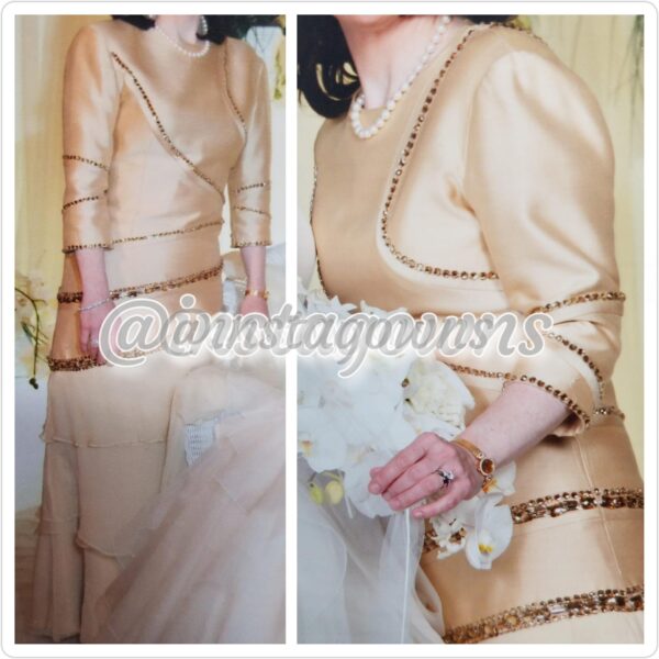 Mother of Bride Gold Tiered with Beading Gown for Sale