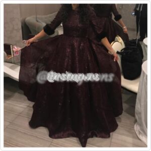 Raquel Brocade Burgundy & Black Gown for Sale