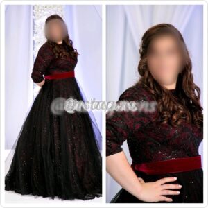 Exquisite Elegant Burgundy & Black Gown for Sale