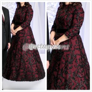 Exquisite Elegant Burgundy & Black Gown for Sale