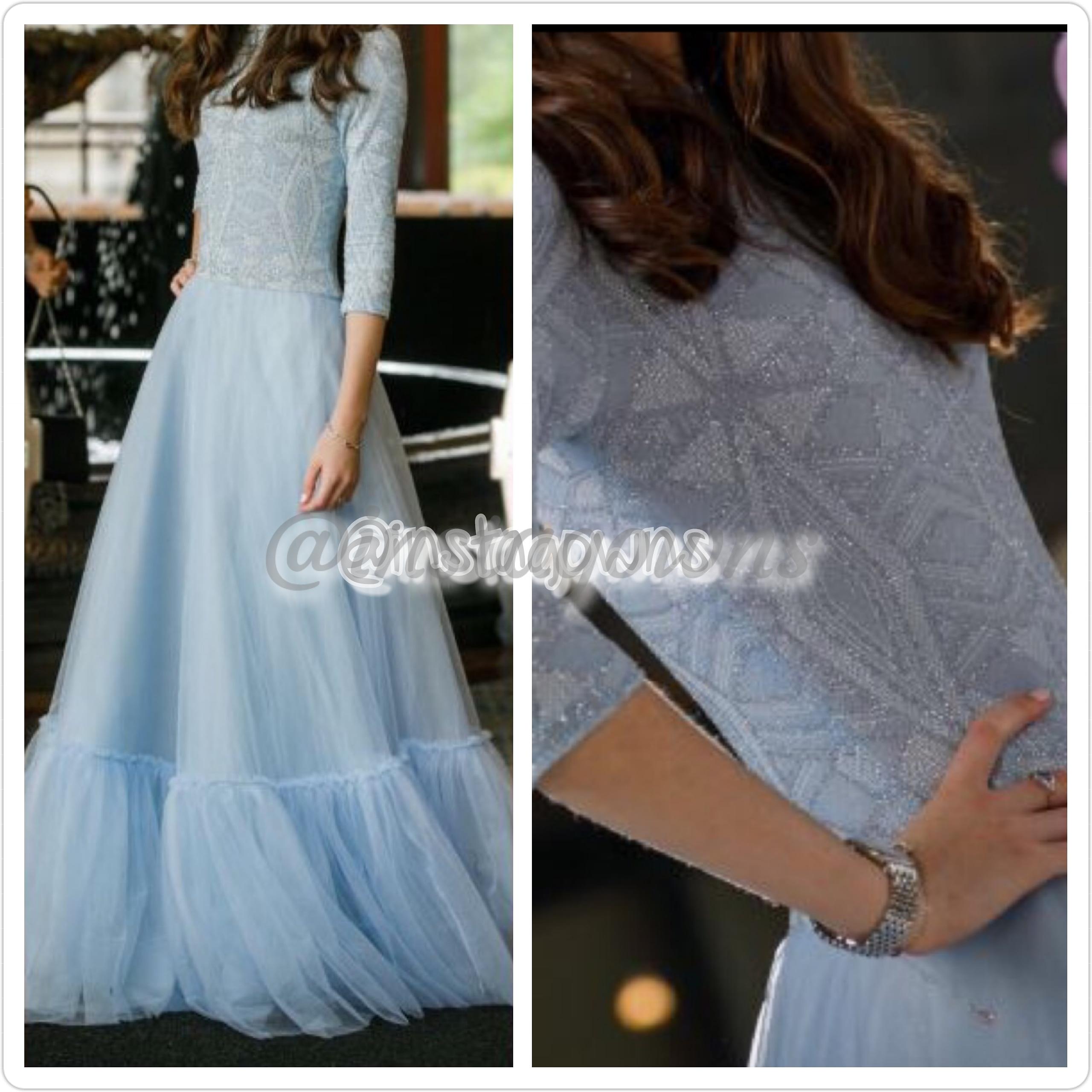 Custom made Shimmery Light Blue & Silver Sister of the Bride Gown for Sale