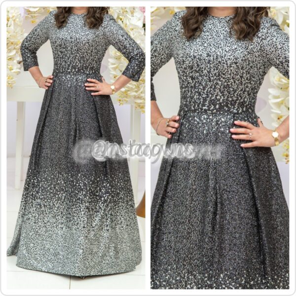 Magnificent Black & Silver Glittery Gown for Sale