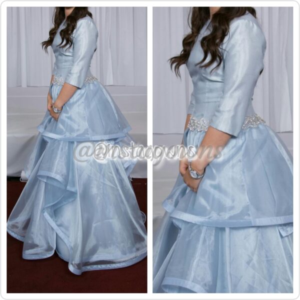 Beautiful Custom made Organza Light Blue Gown for Sale