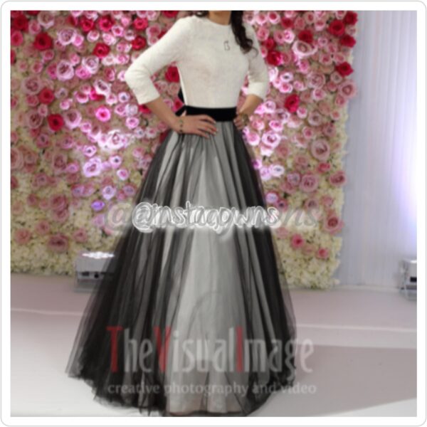 Beautiful White & Black Gown for Sale